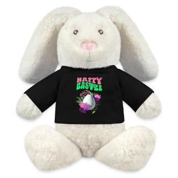 Happy Easter Easter Egg Floral Art - MiniFeet® RecycelHase® Bunny Cream - black - Front