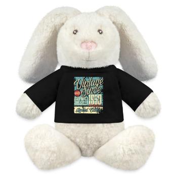 1950 Anniversaire vintage rétro légende - Lapin en peluche recyclé MiniFeet® Crème - noir - Devant
