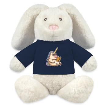 Einhorn Lesen Bücher - MiniFeet® RecycelHase® Creme - French Navy - Vorne