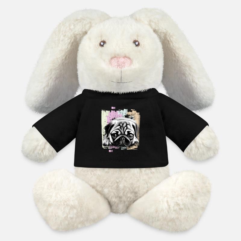 Mops - MiniFeet® RecycelHase® Creme - Schwarz