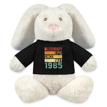 Anniversaire Mai 1985 Épopée légendaire - Lapin en peluche recyclé MiniFeet® Crème - noir - Devant