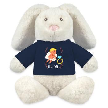 Marriage proposal Wedding Proposal Wedding Angel Saying - MiniFeet® RecycelHase® Bunny Cream - french navy - Front