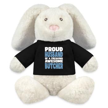 Fière épouse d’un sacré bon boucher - Lapin en peluche recyclé MiniFeet® Crème - noir - Devant