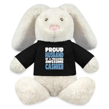 Fière épouse d’un sacré bon caissier - Lapin en peluche recyclé MiniFeet® Crème - noir - Devant