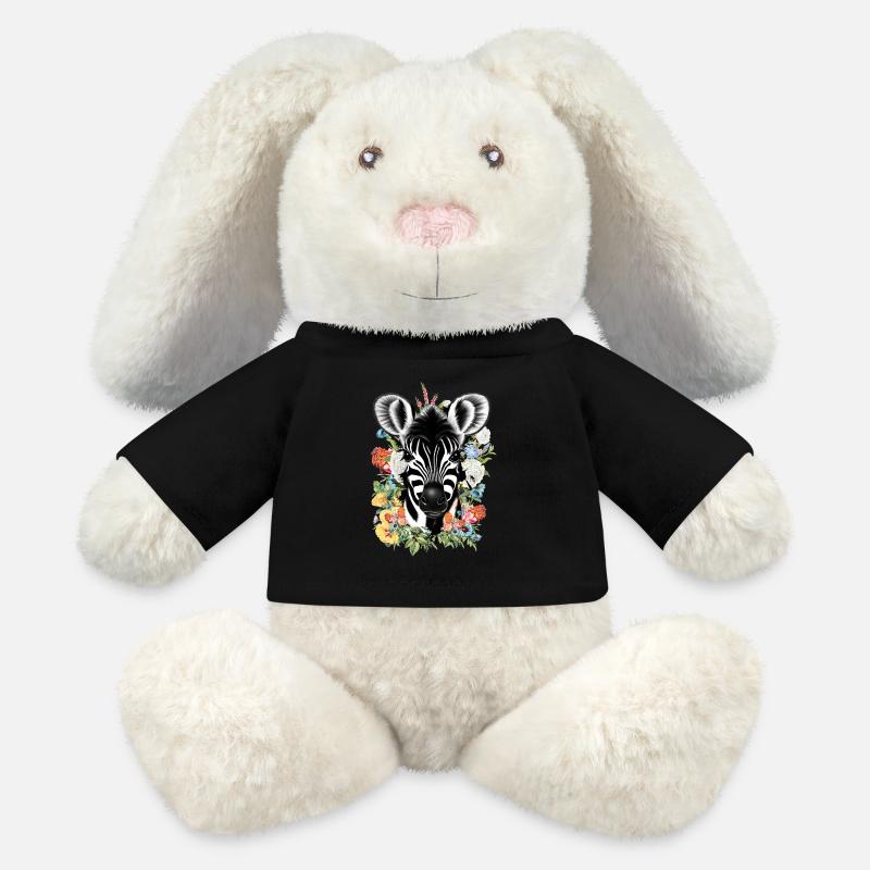 Zebra Blumen - MiniFeet® RecycelHase® Creme - Schwarz
