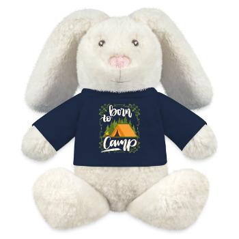 Camping, camping tent, Born-To-Camp funny saying - MiniFeet® RecycelHase® Bunny Cream - french navy - Front