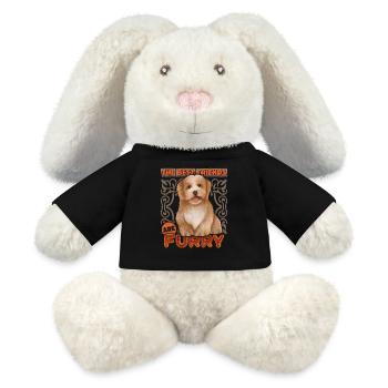 Bichon Havaneser Hund, vintage Aquarell, Rassehund - MiniFeet® RecycelHase® Creme - Schwarz - Vorne