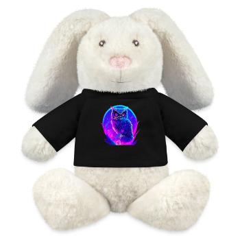 Leuchtende Eule Vogel Neon Kunstwerk - MiniFeet® RecycelHase® Creme - Schwarz - Vorne
