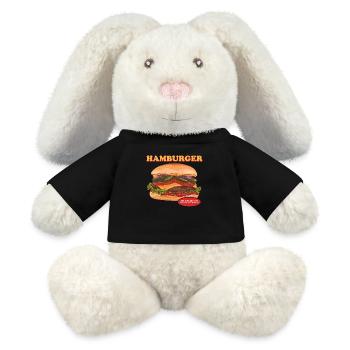 Hamburger Burger Fast Food Fastfood Geschenk - MiniFeet® RecycelHase® Creme - Schwarz - Vorne