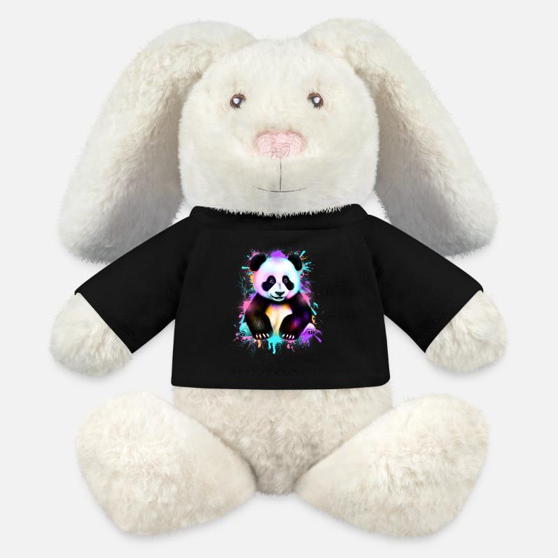 Panda - MiniFeet® RecycelHase® Creme - Schwarz