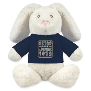 Geburtstag Juni 1973 Retro Geschenk - MiniFeet® RecycelHase® Creme - French Navy - Vorne