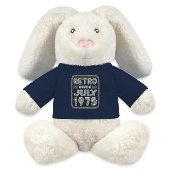 Birthday July 1975 Retro Gift - MiniFeet® RecycelHase® Bunny Cream - french navy - Front