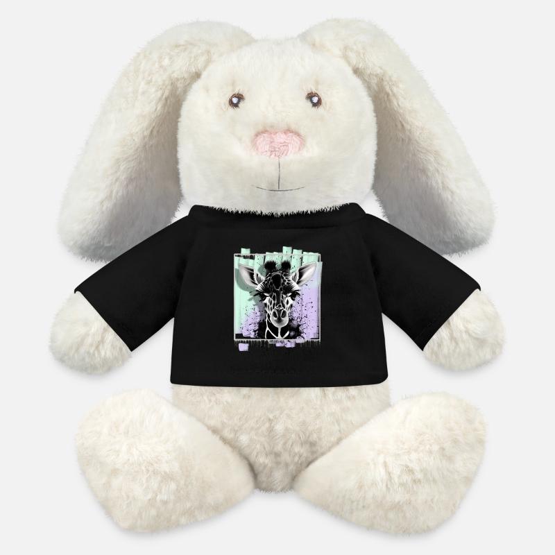 Giraffe - MiniFeet® RecycelHase® Creme - Schwarz