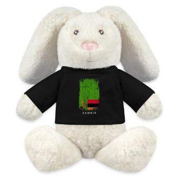 Souvenir avec le drapeau du pays de la Zambie - Lapin en peluche recyclé MiniFeet® Crème - noir - Devant