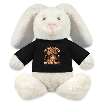 My Dachshund My Soulmate - MiniFeet® RecycelHase® Creme - Schwarz - Vorne