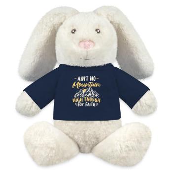 No mountain is high enough for faith in Jesus - MiniFeet® RecycelHase® Bunny Cream - french navy - Front