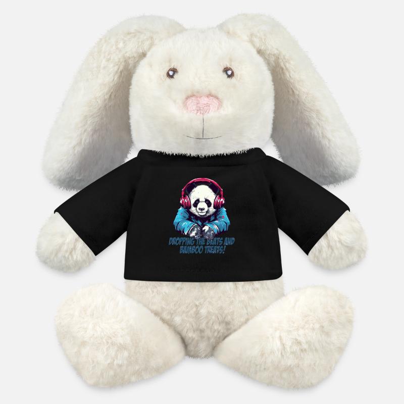 Panda DJ - MiniFeet® RecycelHase® Creme - Schwarz
