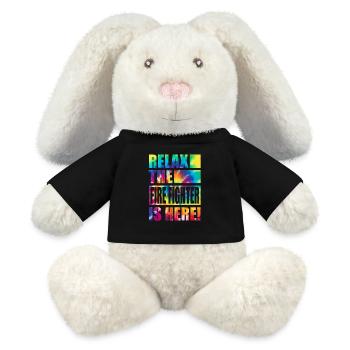 Fire Fighter Funny Saying - MiniFeet® RecycelHase® Bunny Cream - black - Front