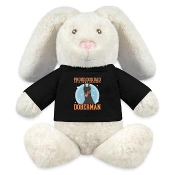 Dobermann Dad Hundepapa Hundebesitzer Geschenk - MiniFeet® RecycelHase® Creme - Schwarz - Vorne