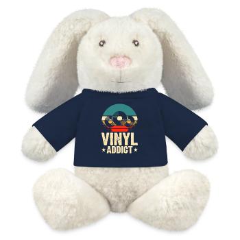 Accro au vinyle - Lapin en peluche recyclé MiniFeet® Crème - bleu marine - Devant