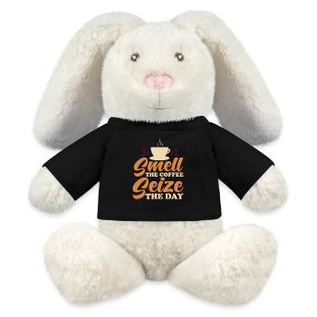 Café Caféine Parfum de café du matin - Lapin en peluche recyclé MiniFeet® Crème - noir - Devant