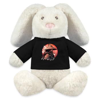 Asia 80s Japanese Retro Samurai Samurai - MiniFeet® RecycelHase® Bunny Cream - black - Front