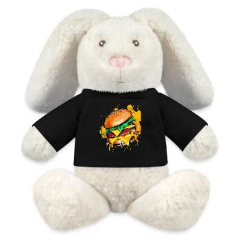 Burger au fromage supplémentaire Cheeseburge - Lapin en peluche recyclé MiniFeet® Crème - noir - Devant