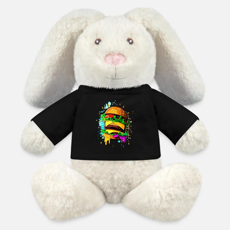Graffiti Burger Farbenfroher Cheeseburger - MiniFeet® RecycelHase® Creme - Schwarz