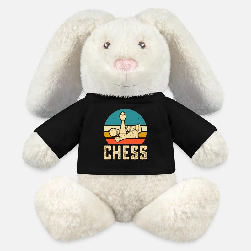 Échecs - Lapin en peluche recyclé MiniFeet® Crème - noir