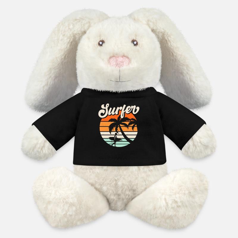 Surfen Surfer - MiniFeet® RecycelHase® Creme - Schwarz
