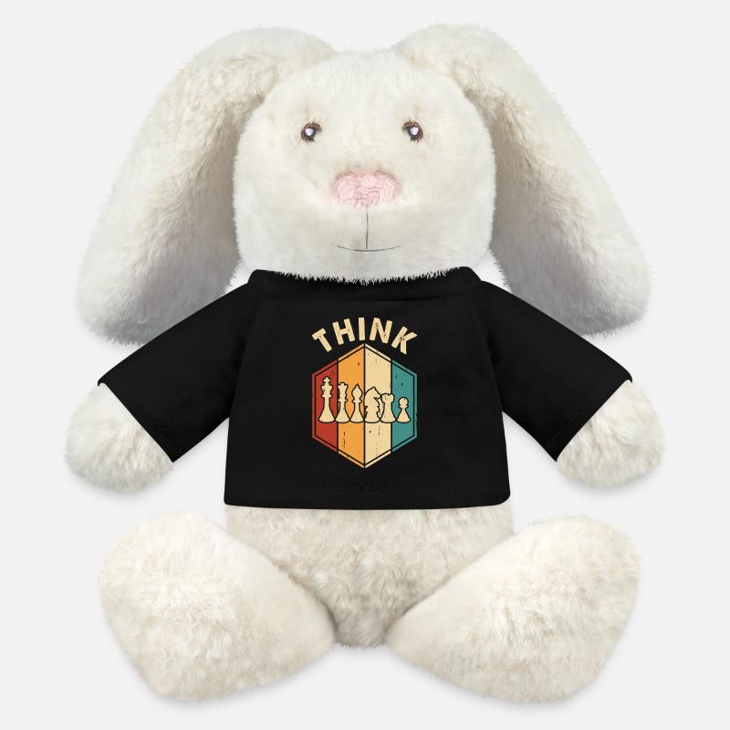 Échecs - Lapin en peluche recyclé MiniFeet® Crème - noir
