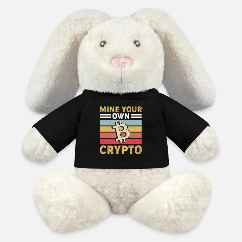 Bitcoin Krypto Kryptowährung - MiniFeet® RecycelHase® Creme - Schwarz