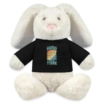 So many Bricks, so little time, bricklayers, craftsmen - MiniFeet® RecycelHase® Bunny Cream - black - Front