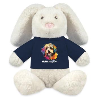 Chien Bichon Havanais - Lapin en peluche recyclé MiniFeet® Crème - bleu marine - Devant