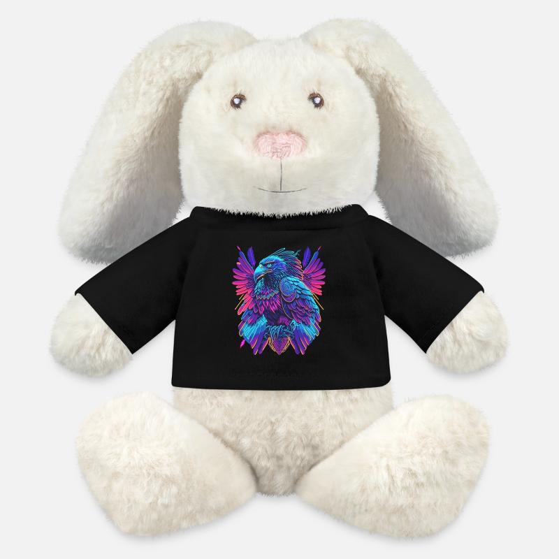 Neon Adler Synthwave Adler - MiniFeet® RecycelHase® Creme - Schwarz