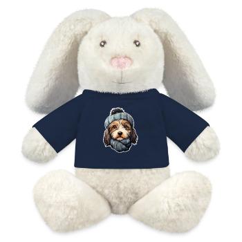 Winter dog in the snow with hat and scarf - MiniFeet® RecycelHase® Bunny Cream - french navy - Front