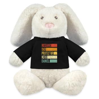Daniel Nom papa cadeau - Lapin en peluche recyclé MiniFeet® Crème - noir - Devant