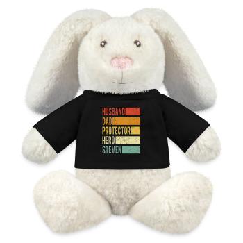 Steven Name Papa Geschenk - MiniFeet® RecycelHase® Creme - Schwarz - Vorne