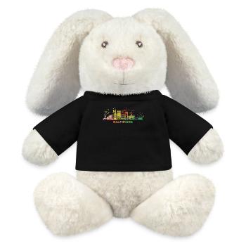 Baltimorean Watercolor Skyline Baltimore - MiniFeet® RecycelHase® Bunny Cream - black - Front