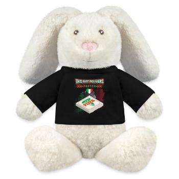 Lustiger Pizza Spruch für Pizza Lieferant - MiniFeet® RecycelHase® Creme - Schwarz - Vorne