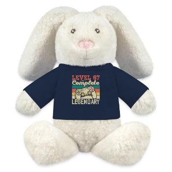 Level 67 Complete, 67 Birthday Gift - MiniFeet® RecycelHase® Bunny Cream - french navy - Front