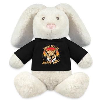 Whooo Are You Looking At? Nocturnal Bird Night Owl - MiniFeet® RecycelHase® Creme - Schwarz - Vorne