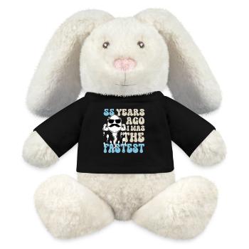 55th Birthday For 55 years I used to be the fastest - MiniFeet® RecycelHase® Bunny Cream - black - Front