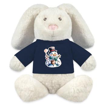 bonhomme de neige - Lapin en peluche recyclé MiniFeet® Crème - bleu marine - Devant