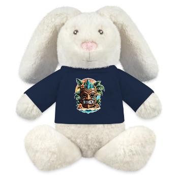tiki beach - statue polynèsie - Lapin en peluche recyclé MiniFeet® Crème - bleu marine - Devant