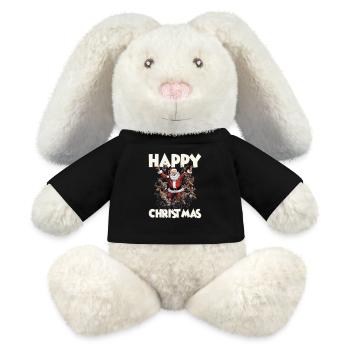 Happy Christmas Nikolaus Weihnachten Rentier - MiniFeet® RecycelHase® Creme - Schwarz - Vorne