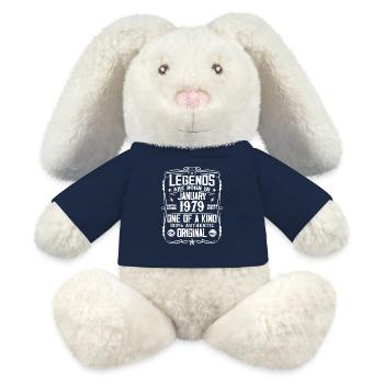 Geburtstagsgeschenk geboren im Januar 1979 - MiniFeet® RecycelHase® Creme - French Navy - Vorne