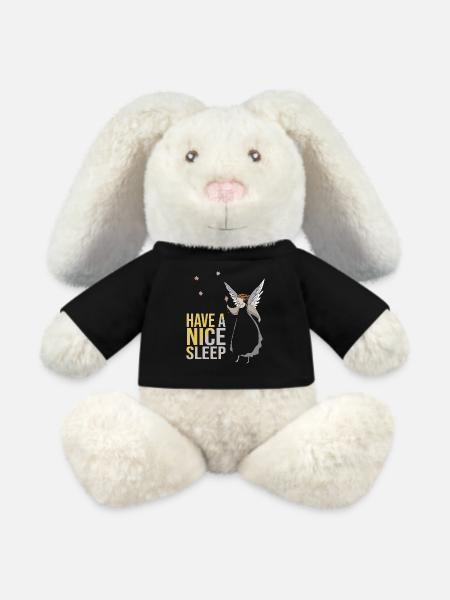 Bonne nuit, ange - Lapin en peluche recyclé MiniFeet® Crème - noir