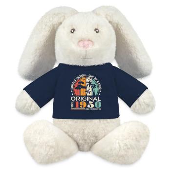 Oldtimer Baujahr 1950 Geboren Jahrgang Geburtstag - MiniFeet® RecycelHase® Creme - French Navy - Vorne
