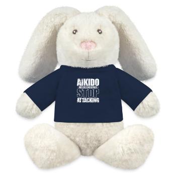 Aikido it only Hurts until you Stop Attacking - MiniFeet® RecycelHase® Creme - French Navy - Vorne